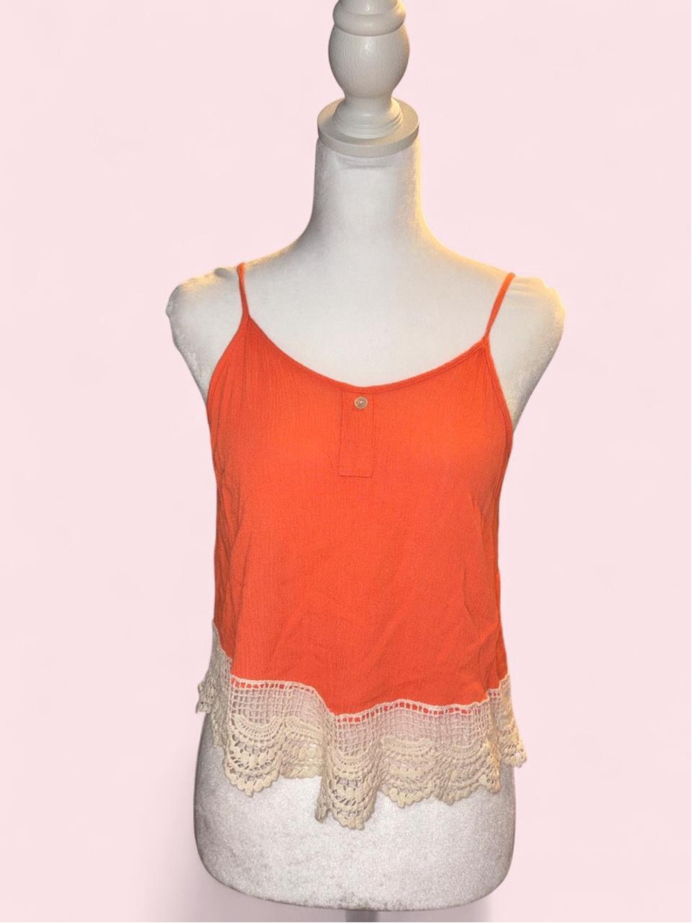 Rue21 Orange Crochet-Hem Spaghetti Strap Camisole